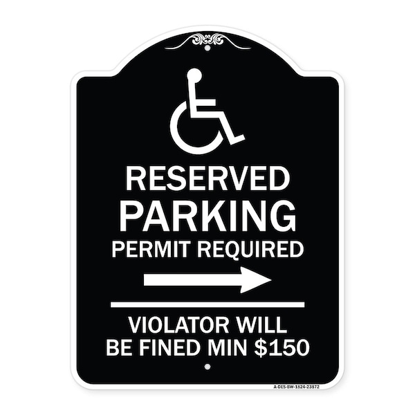 Signmission Modern Isa Connecticut Reserved Parking Permit Required Violators Fin Alum, 24" x 18", BW-1824-23872 A-DES-BW-1824-23872 - main